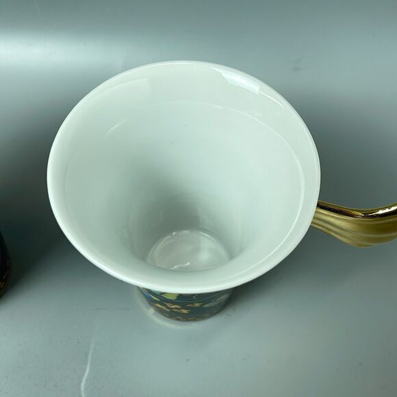 2 Rutherford Gold Ivy Versace Design Coffe Cups Gold Winged Handle - Picture 6 of 11